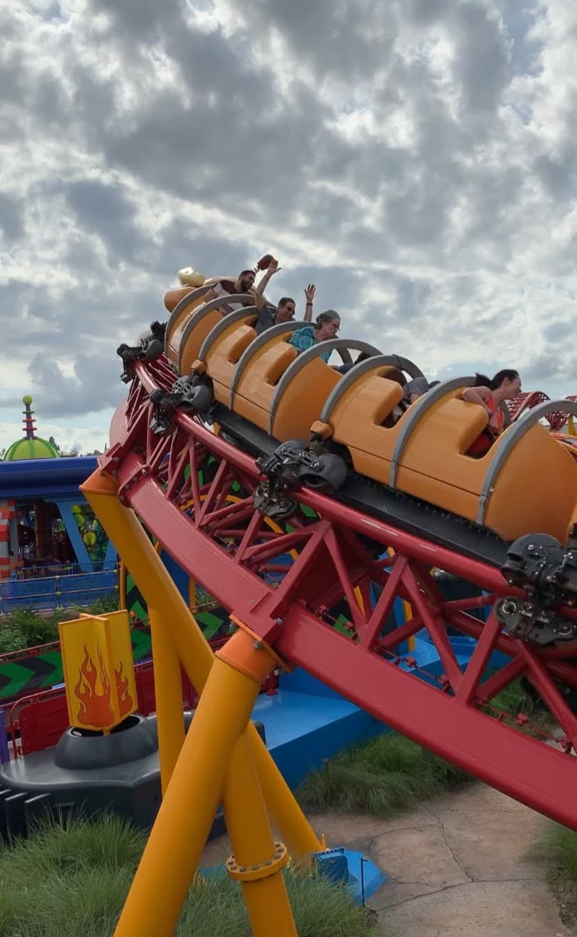 mom riding Slinky Dog Dash